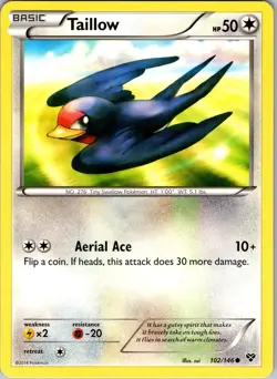 Pokemon TCG Taillow XY Base Set 102/146 Regular Common Card NM - Image 1