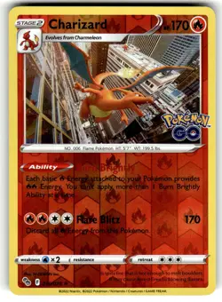 Pokemon GO #010/078 Charizard Reverse Holo LP - Image 1