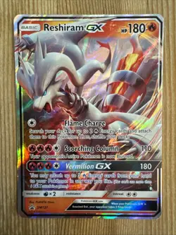 Reshiram GX Holo SM137 Sun and Moon 2018 Promo Pokemon Card DMG - Image 1