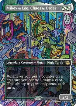 FOIL Borderless MIKEY & LEO CHAOS & ORDER mtg NM Teenage Mutant Turtles Rare - Image 1