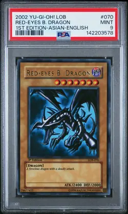 2002 YU-GI-OH! LOB-LEGEND OF BLUE EYES WHITE DRAGON RED-EYES B. DRAGON PSA 9 - Image 1