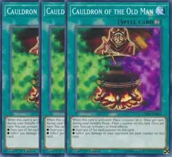Yugioh - Cauldron of the Old Man x 3 - 1st Edition NM - Plus Free Holo Card - Image 1