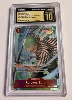 One Piece Roronoa Zoro CGC Pristine 10 OP14-015 Alternate Art Parallel - Image 1