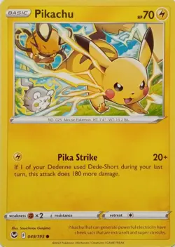 049/195 PIKACHU | COMMON | SILVER TEMPEST POKEMON CARD - Image 1