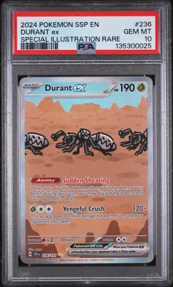 PSA 10 GEM MINT Durant EX 236 Surging Sparks Pokemon Card - Image 3