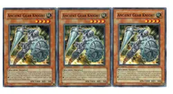 Yugioh- 3X Ancient Gear Knight - Common - 1st Edition - GLAS-EN029 - Light Play - Image 1