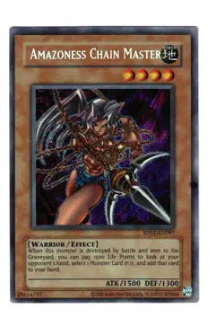 Yugioh- 1X Amazoness Chain Master - Secret - Unl - RP01-EN097 2020 Reprint - NM - Image 1