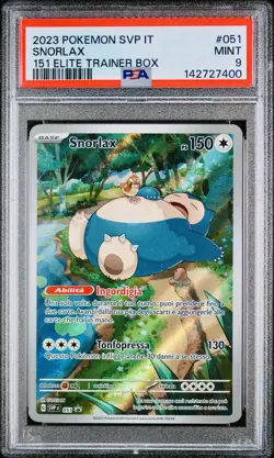 POKEMON PSA 9 SNORLAX FULL ART #051 PROMO 151 ELITE TRAINER BOX ITALIANO 2023! - Image 1
