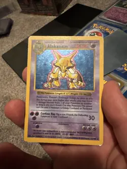 Pokemon Alakazam TCG Holo Rare Card Base Set, Shadowless, 001/102 - Image 1