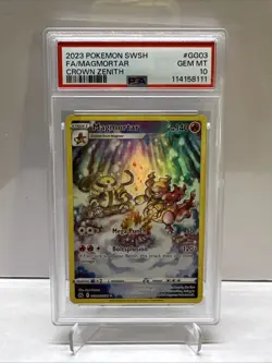 2023 POKEMON SWORD & SHIELD CROWN ZENITH #GG03 FULL ART/MAGMORTAR PSA 10 - Image 1