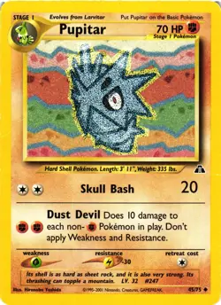 Pokemon TCG Pupitar 45/75 Uncommon Regular Neo Discovery Unlimited DMG - Image 1