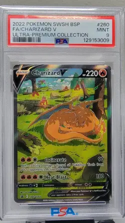 Pokemon TCG Charizard v SWSH260 Holo Rare PSA 9 - Image 1