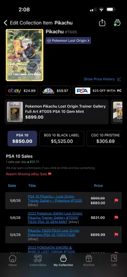 Pokemon Greninja ex Twilight Masquerade & Pikachu Lost Origin PSA 10 Lot - Image 5