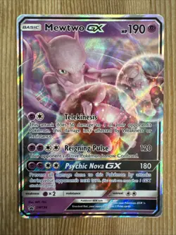 Mewtwo GX - SM196 - Pokemon Sun & Moon Promo Ultra Rare Card DAMAGED - Image 1