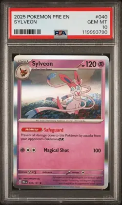 2025 Pokemon PRE EN Sylveon PSA 10 GEM HOLO RARE 040/131 - Image 1