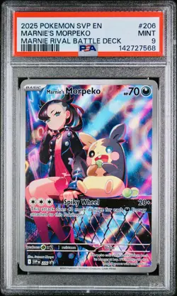 POKEMON PSA 9 MARNIE’S MORPEKO FULL ART #206 MARNIE RIVAL BATTLE DECK ENGLISH - Image 1