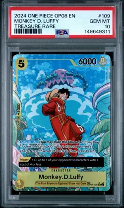 ONE PIECE 2024 MONKEY D. LUFFY TREASURE RARE OP08-TWO LEGENDS #109 PSA 10 TR - Image 1