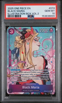 2025 ONE PIECE PROMOS ILLUSTRATION BOX VOL.2 #074 BLACK MARIA PSA 10 - Image 1