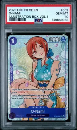 2025 ONE PIECE PROMOS ILLUSTRATION BOX VOL.1 #062 O-NAMI PSA 10 - Image 1