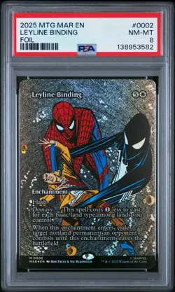 2025 MTG MARVEL'S SPIDER-MAN: SOURCE MAT FOIL #0002 LEYLINE BINDING PSA 8 - Image 1