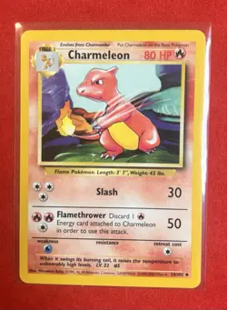Pokemon Card Base Set Unlimited Charmeleon 24/102 Lightly Played - Image 1