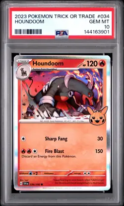 2023 POKEMON TRICK OR TRADE #034 HOUNDOOM PSA 10 (LOW POP) (FREE S&H) - Image 1