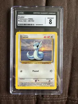 Pokemon Base Set 1999 Dratini 26/102 CGC 8 - Image 1