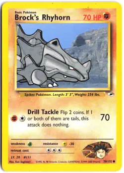 Brock's Rhyhorn 70/132 Common Gym Heroes Pokemon - Image 1