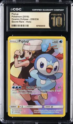 2025 POKEMON COSMIC ECLIPSE - SECRET RARE - HOLO #239/236 PIPLUP CGC 10 PERFECT - Image 1