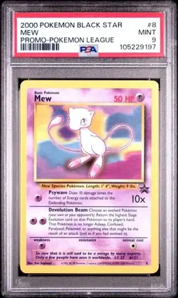 MEW #8 PSA 9 Mint • 2000 Pokemon League Black Star Promo 9197 - Image 1
