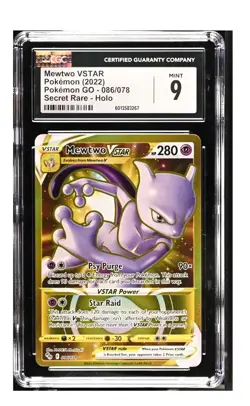 Mewtwo VSTAR 086/078, CGC 9, Secret Rare Holo Pokemon - Image 1