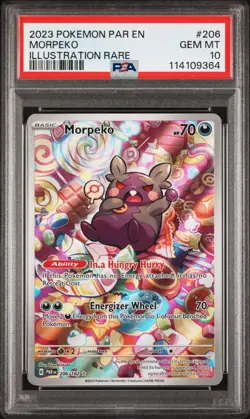 2023 POKEMON PAR EN-PARADOX RIFT ILLUSTRATION RARE #206 MORPEKO PSA 10 - Image 1