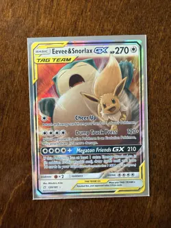 Pokemon Eevee & Snorlax GX Team Up Tag Team Ultra Rare Holo 120/181 TCG Card NM - Image 2