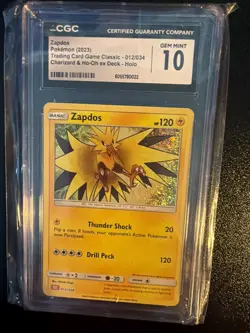 2023 Pokemon Game Classic Charizard & Ho-oh Deck #012 Zapdos Holo CGC 10 - Image 1