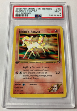 Pokemon 1st Edition Blaine’s Ponyta 63/132 Gym Heroes PSA 9 Mint - Image 1