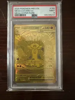 2025 POKEMON MEG EN-MEGA EVOLUTION MEGA HYPER RARE #188 MEGA LUCARIO EX PSA 9 - Image 1