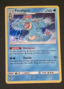 Pokemon TCG Feraligatr 24/70 Holo Rare Sun & Moon Dragon Majesty NM - Image 1