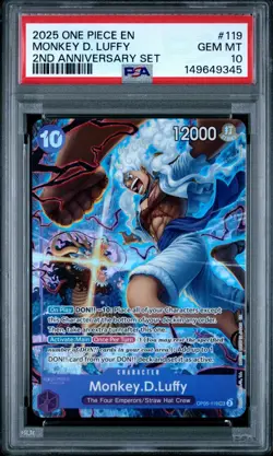 ONE PIECE MONKEY D. LUFFY ENGLISH VERSION 2ND ANNIVERSARY SET #119 PSA 10 - Image 1