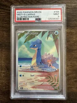 Pokemon 2025 SV Destined Rivals Dri En Misty's Lapras #194/182 PSA 9 - Image 1