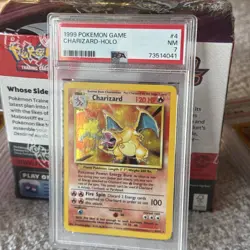 1999 Pokemon Game Charizard Holo #4 PSA 7 NM - Image 1