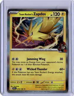 Team Rocket's Zapdos 070/182 Rare Destined Rivals Pokemon Holo Near Mint - Image 1