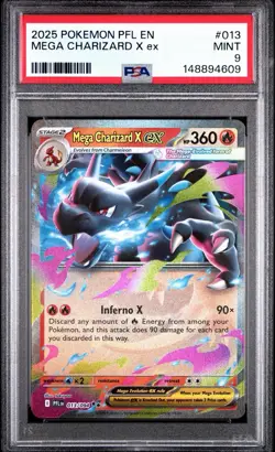 2025 Pokemon Phantasmal Flames 013 Mega Charizard X Ex PSA 9 ‼ - Image 1