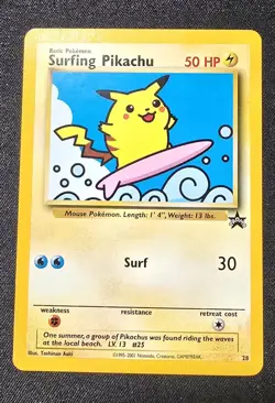Pokemon Black Star Promo Surfing Pikachu 28 LP-NM Vintage WOTC - Image 1