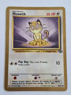 Pokemon TCG #56/64 Meowth Gold Boarder Fruit Roll Ups Promo - Image 1