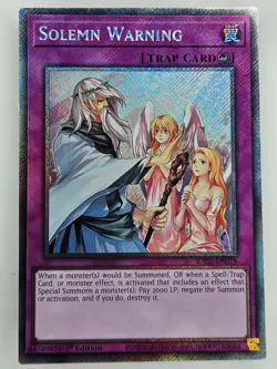 Yu Gi Oh - RA02-EN078 Solemn Warning - Platinum Secret Rare - Image 1