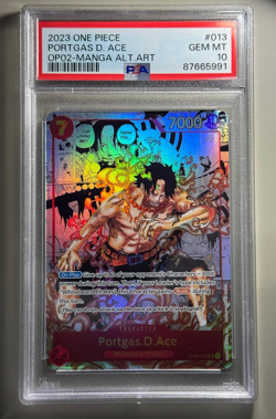 2023 One Piece OP-02 EN Manga Alternate Art #013 Portgas D Ace PSA 10 GEM MINT - Image 1