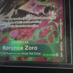 One Piece Roronoa Zoro OP13-037 (Treasure Rare) TR Foil Holographic - Image 2