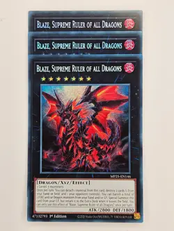 Yu Gi Oh - 3x MP25-EN146 Blaze, Supreme Ruler Of All The Dragons - Prismatic - Image 1