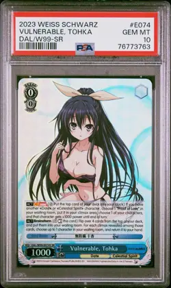 2023 WEISS SCHWARZ DATE A LIVE VOL.2 E074 VULNERABLE, TOHKA SR PSA 10 - Image 1