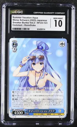 Swimsuit Aqua W123-123 Weiss Schwarz Sneaker Bunko V2 KonoSuba CGC 10 GEM MINT - Image 1